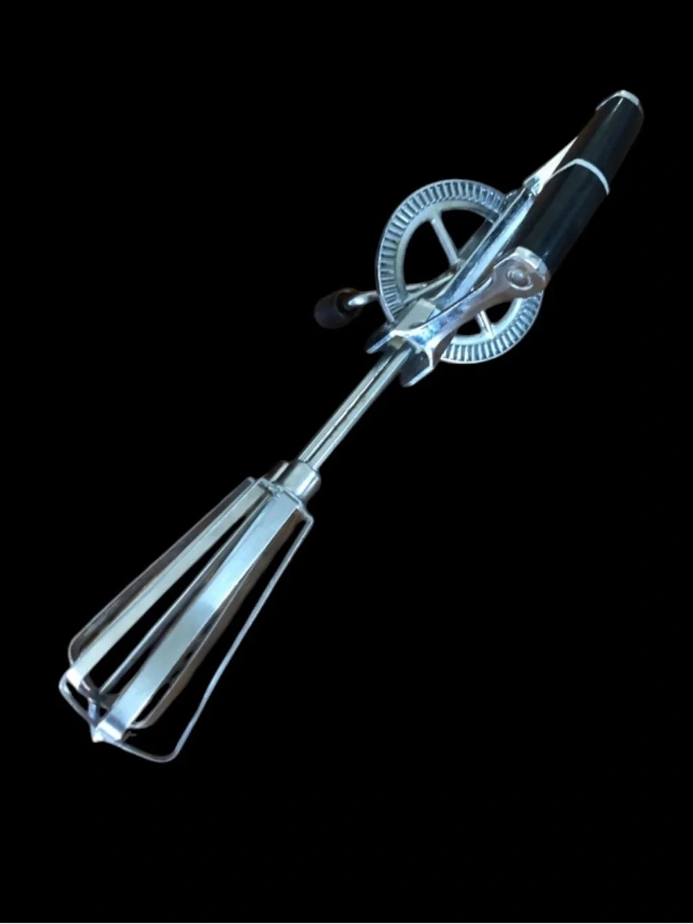 Retro Egg Beater Hand Crank Mixer Black Handle Stainless Steel